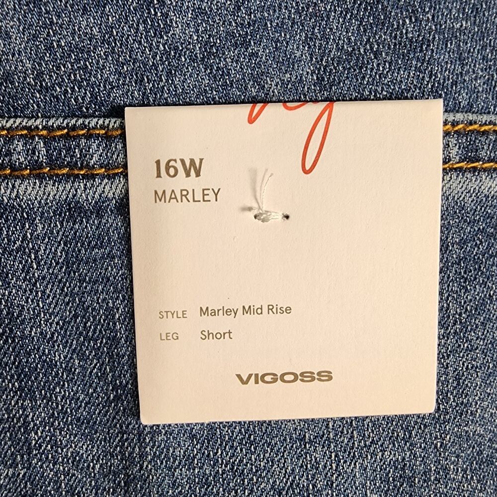 Vigoss Womens Marley Cuff Distressed Denim Shorts Size 16W Mid Rise Blue Jean - Picture 6 of 11